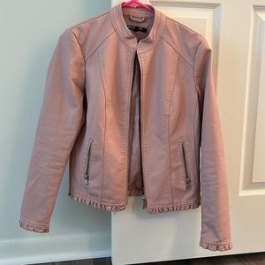 Faux leather jacket. Blush.